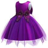 Girl Irregular Mesh Dress Big Bow Princess Dress