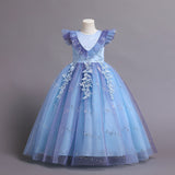 Kid Girls Gradient Flying Sleeve Princess Birthday Party Gown Flower Dress