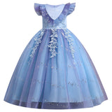 Kid Girls Gradient Flying Sleeve Princess Birthday Party Gown Flower Dress