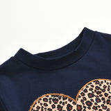 Girl Set Valentines's Day Leopard Heart Black Ruffle Lace 2 Pcs Sets