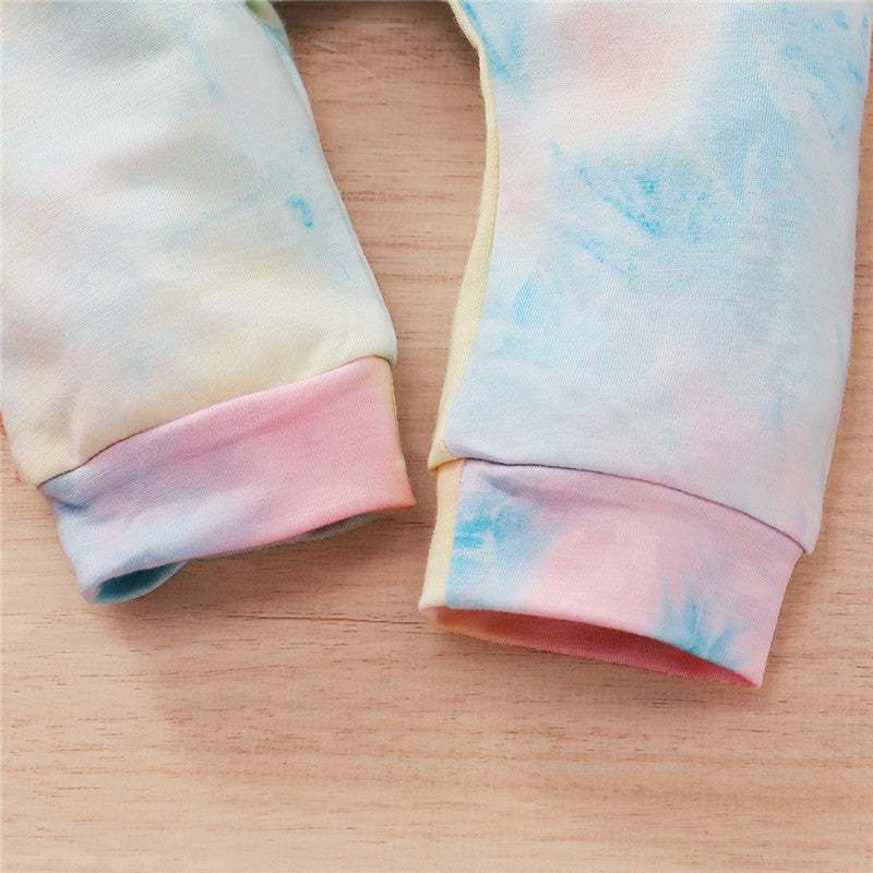 Baby Rompers Cute Infant Tie Dye Print Hooded Romper Jumpsuits One-Pieces 0-18M
