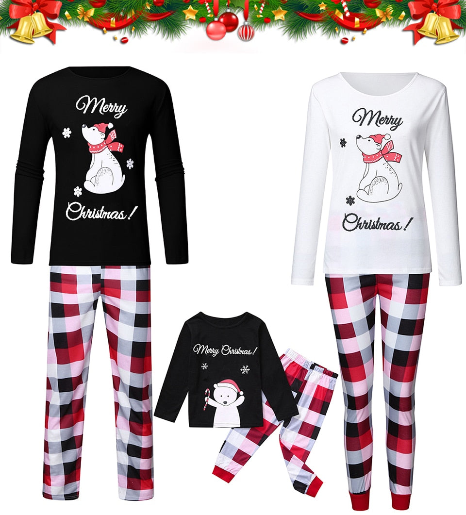Family Christmas Pajamas Mommy Daughter Son Matching Outfit Nightwear