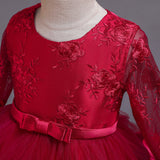 Kid Girl Princess Christmas Long-sleeved Elegant Bow Party Dresses