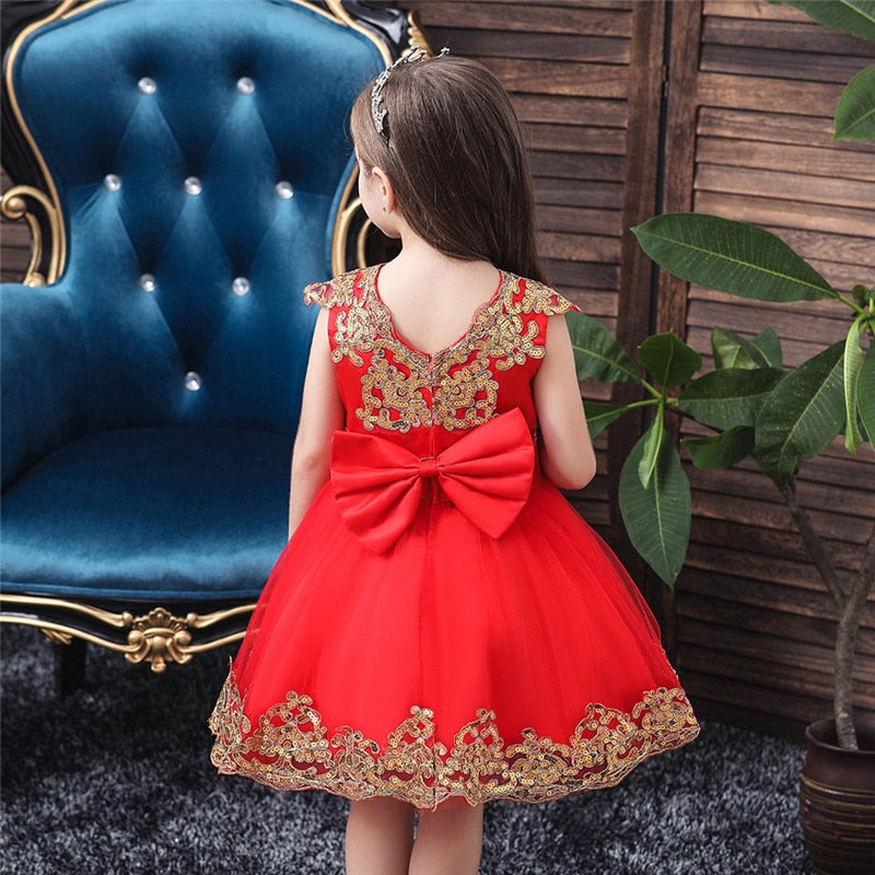 Flower Girl Dress Elagent Baptism Birthday Party Wedding Lace Tutu Dress - honeylives