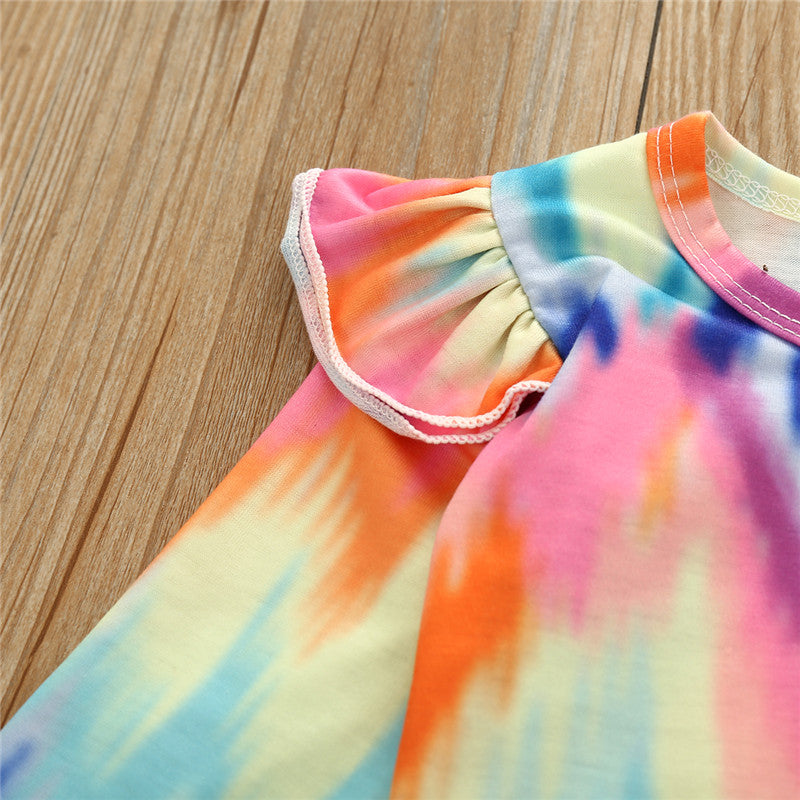 Baby Girls Clothes Set Autumn Long Sleeve Tie Dye Color Romper Outfits 0-18M