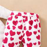 Baby Girls Suit Long-sleeve  Cotton Love Print Valentine Sets 3 Pcs