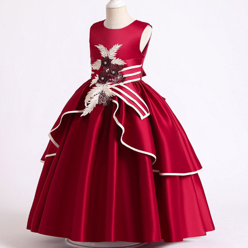 Kid Girl Wedding Flower Formal Sleeveless Lace Applique Dresses