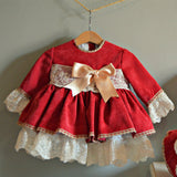 Kids Baby Girls Flared Sleeve Lace Bowknot Princess Dress Ball Gown 1-6Y