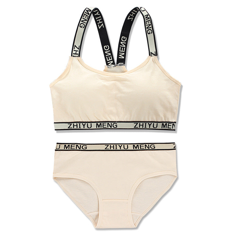 Kid Girls Training Bra Vest Sport Underwear Teen Sets 2 Pcs