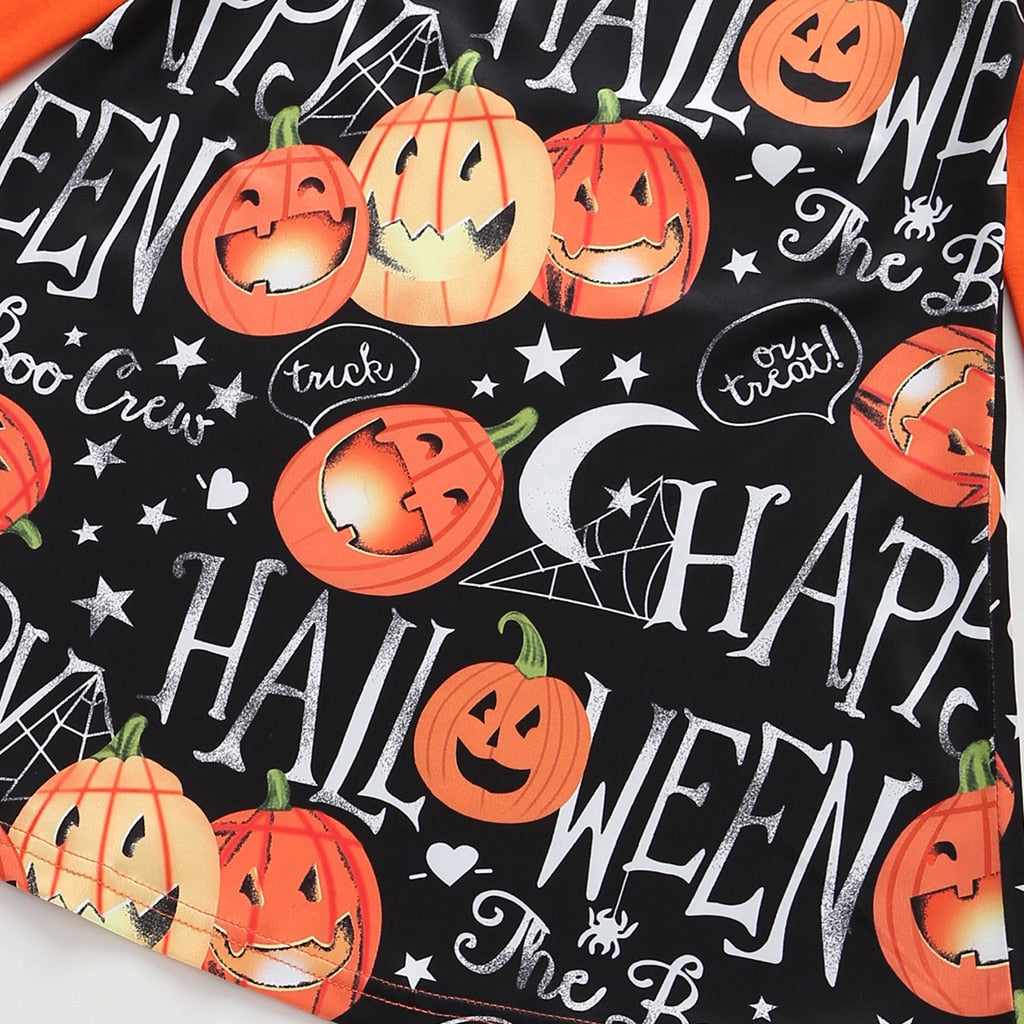 Girls Dress Long Sleeve Cartoon Halloween Print Costume 1-4 Years