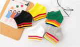 Kids Rainbow Striped Boys Girls Spring Autumn Striped Boat Socks 5 pair/1lot