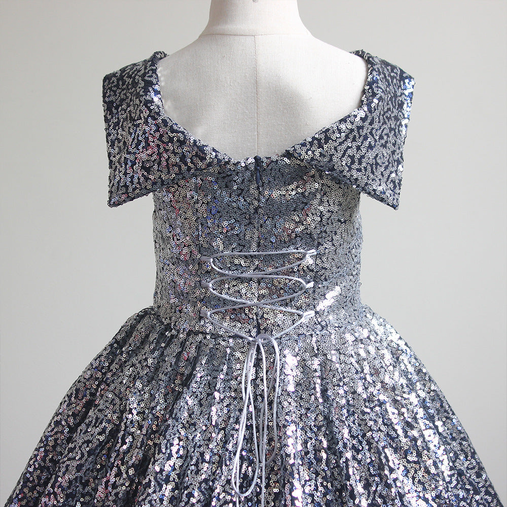 Kid Girls Prom Elegant Sequins Ball Gowns Evening Party Formal Dresses