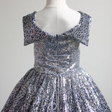 Kid Girls Prom Elegant Sequins Ball Gowns Evening Party Formal Dresses