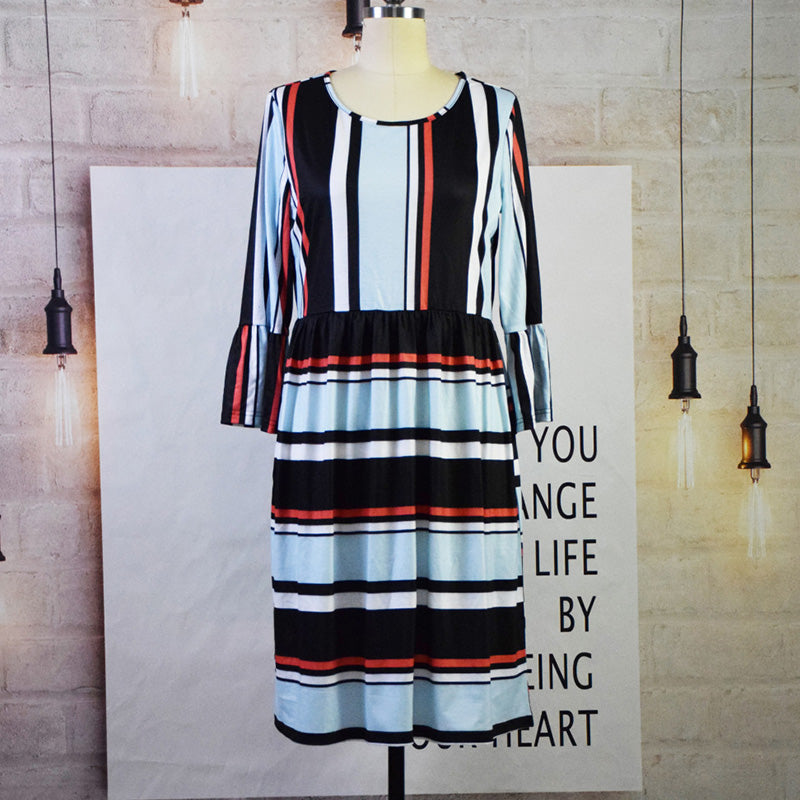 Family Matching Mother Daughter Autumn Ruffle Sleeve Loose Dress