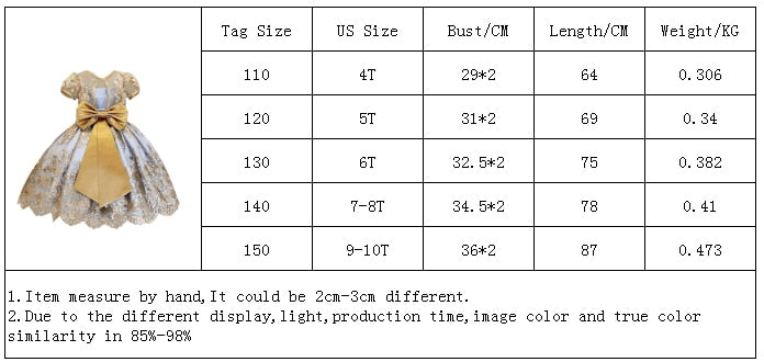 Kids Girl Princess Dress Birthday Party Wedding Gown Elegant Exquisite Lace Design With Big Bow - honeylives