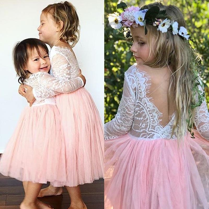 Summer Kids Little Girls Princess Baby Girl  Flower Lace Tutu Dress 1-6 Years - honeylives