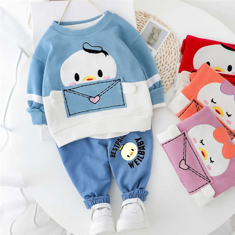 Toddler Baby Girls Boys Cartoon Long Sleeve 2 Pcs Outfits Sets