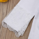 Kind Baby Mädchen Spitze Bogen Prinzessin Party Rock Kleid 2 Pcs Sets Outfit 0-2 Jahre