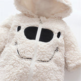 Winter Baby 3D Ears Design Solid Hooded Jumpsuit Romper
