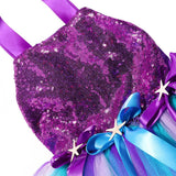 Sequin Princess Ariel Dress Girls Birthday Party Mermaid  Shell Starfish Dresses - honeylives