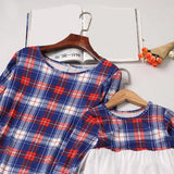 Family Matching Plaid Mother Daughter Dresses Parent-child Christmas Dresses
