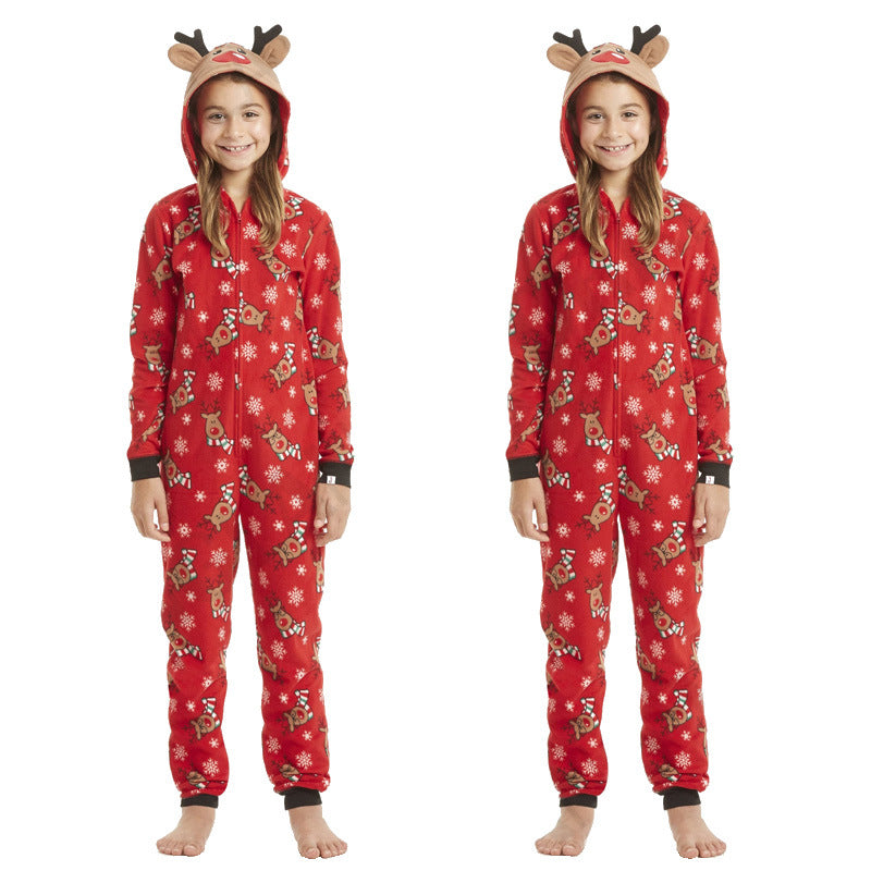 Christmas Family Matching Pajamas Hooded Jumper Sleepwear