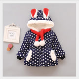 Baby Girl Outerwear Winter Cute Rabbit Jacket Thick Cotton-Padded Coat