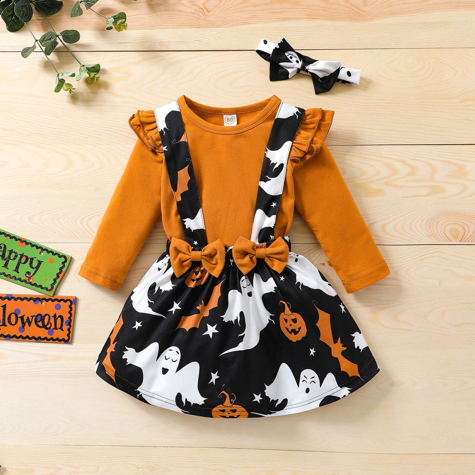 6M-4T Toddler Kid Baby Halloween Outfits Long Sleeves 3Pcs Sets