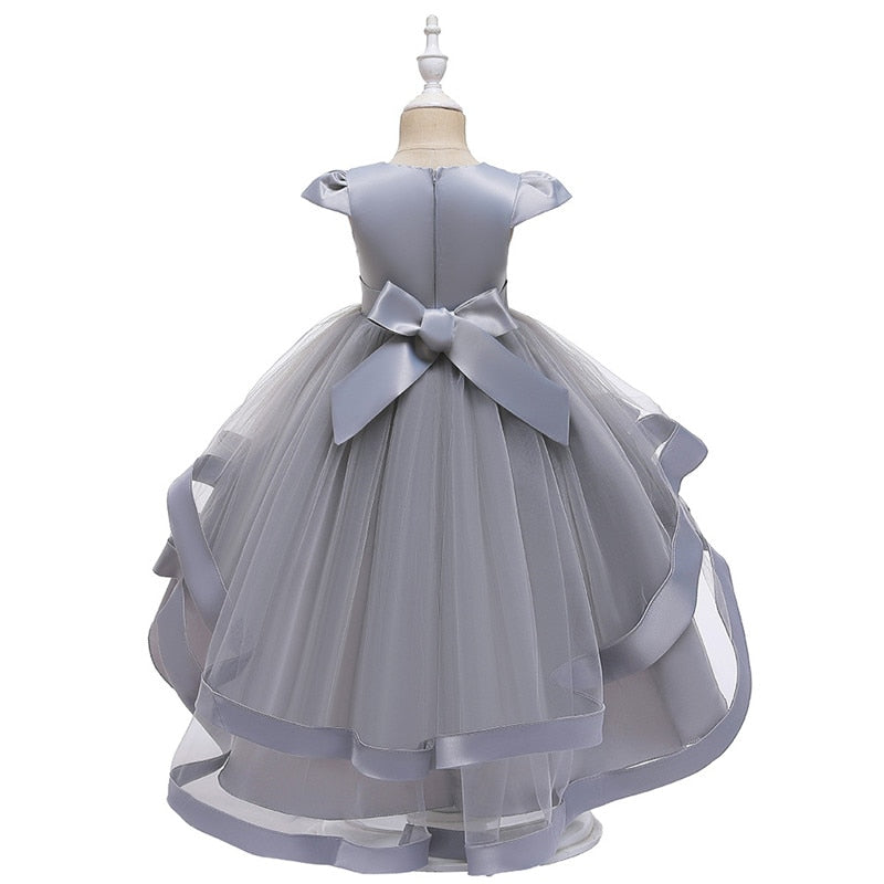Kids Girl Cake Tutu Flower Dress Children Party Wedding Formal Dress 3-12T - honeylives
