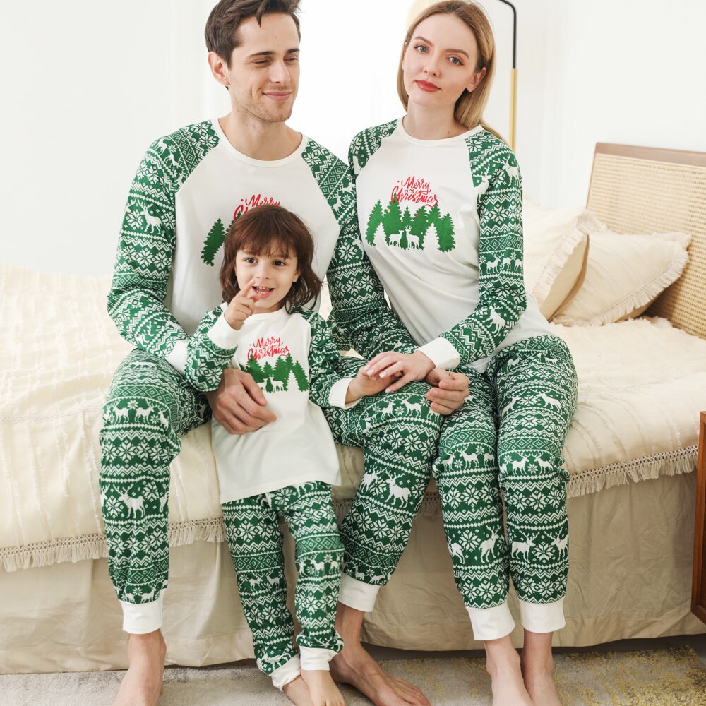 Christmas Pajamas Family Matching Outfits Father Mother Kids Sleepwear