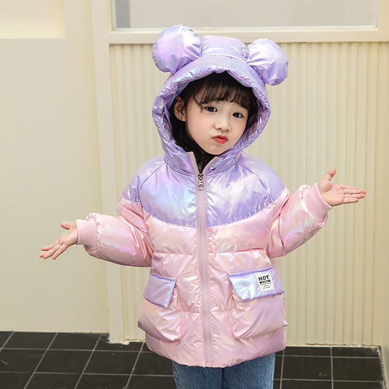 Winter Lightweight Down Jacket Boys Girls White  Bright Warm Coats