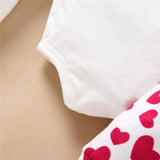 Baby Girls Suit Long-sleeve  Cotton Love Print Valentine Sets 3 Pcs