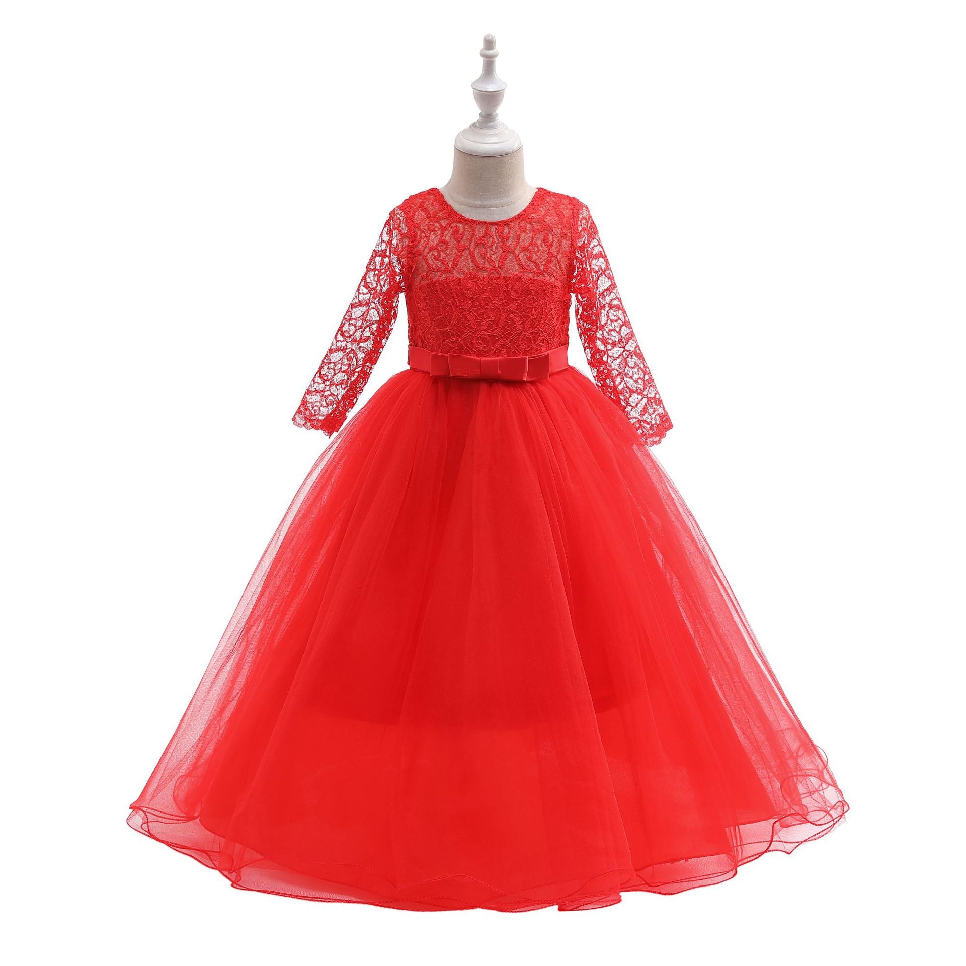 Girl Dresses Luxury Party First Communion Bow Ribbon Princess Dresses 3-12 Years