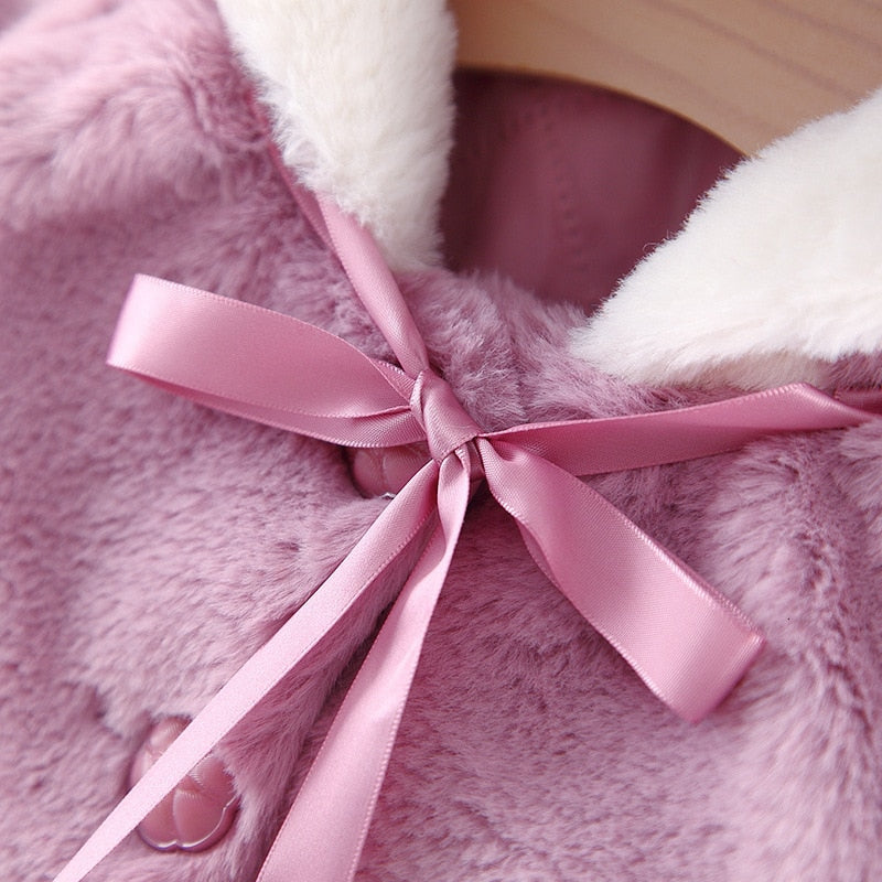 Kids Girl Christmas Coats Hooded Thickening Cloak Loose Coat