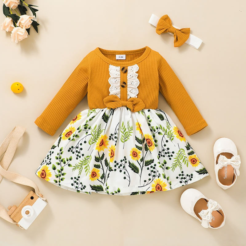 Baby Girl Long Sleeve Floral Spring Flower Dresses