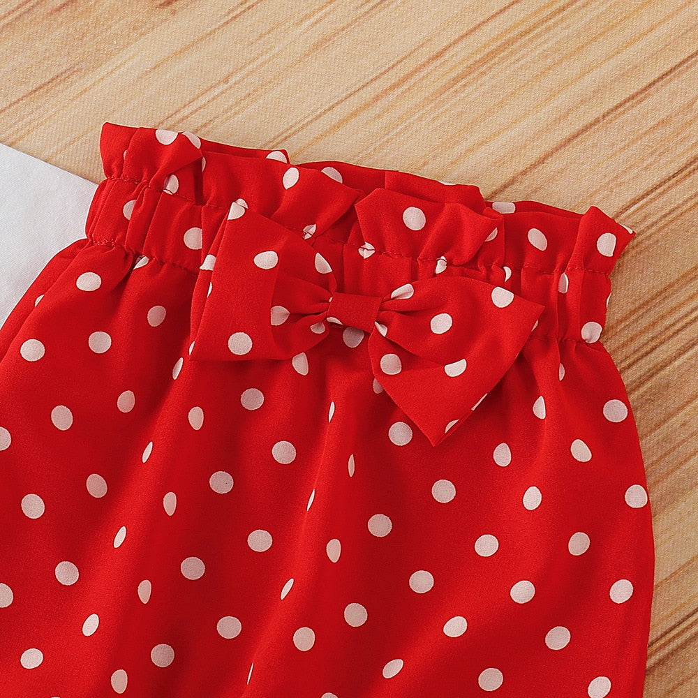 Infant Newborn Girls Set Long Sleeve Heart Print Valentine Sets 3 Pcs
