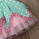 Kid Girl Princess Bow Pom Tulle Tutu Party Birthday Wedding Dress 6M-5Y - honeylives