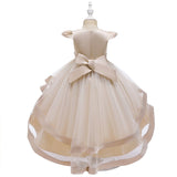 Kids Girl Cake Tutu Flower Dress Children Party Wedding Formal Dress 3-12T - honeylives