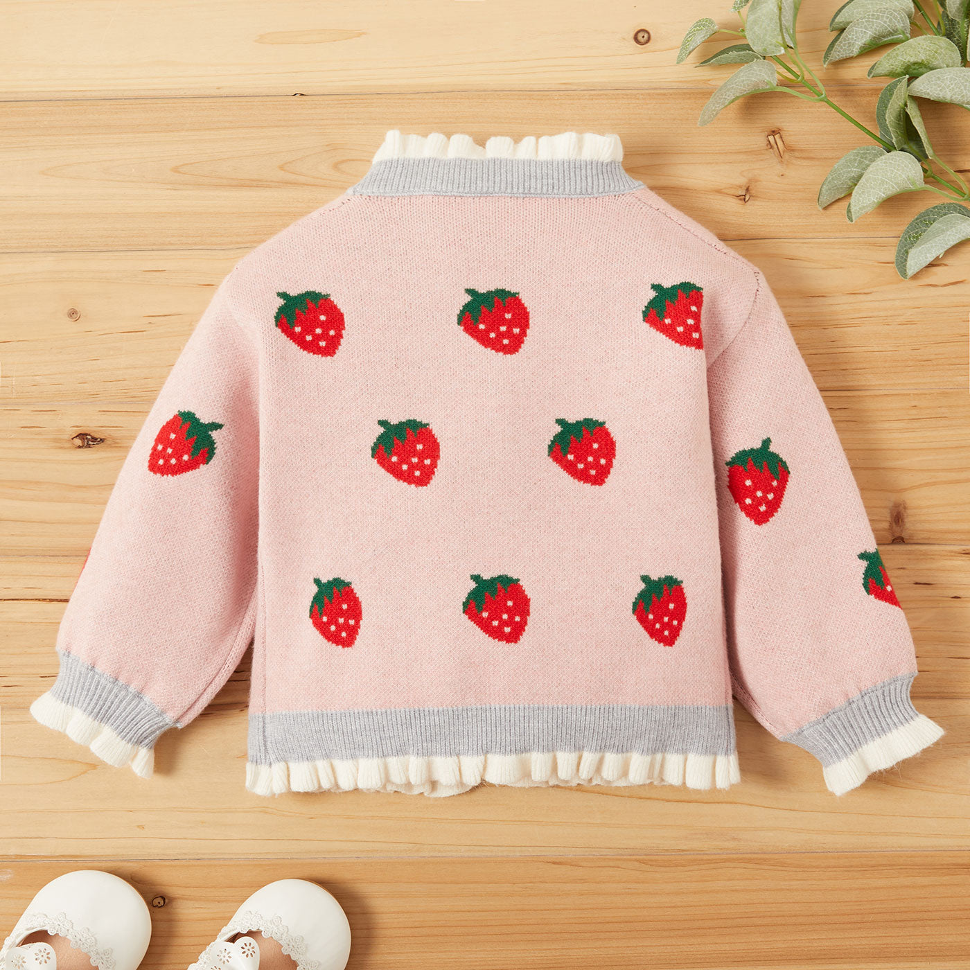 Baby Girl Winter Sweet Strawberry Sweaters Knit Button Sweater