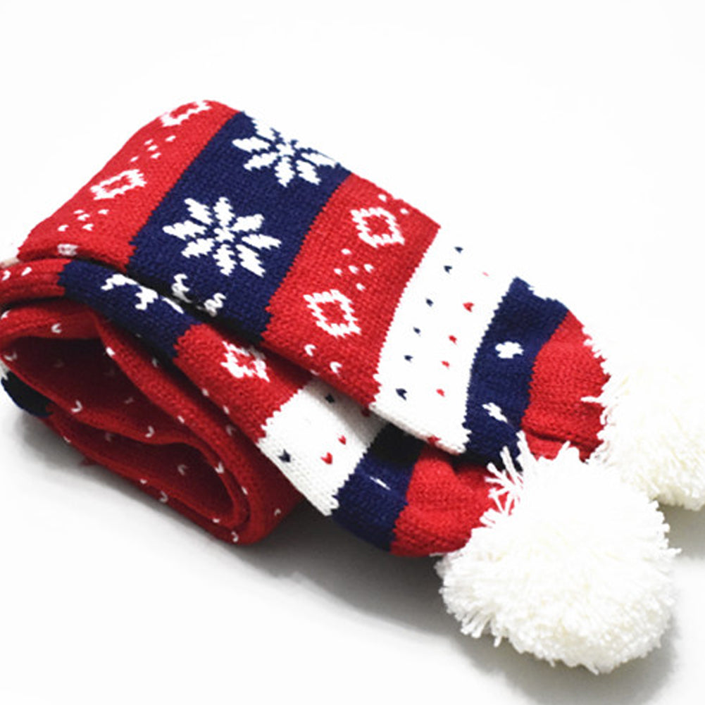 Girls Fashion Christmas Festive Winter Snow Print Warm Scarf Hats