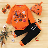 0-12M Autumn Baby Boy Retro Animal Halloween 3pcs Sets