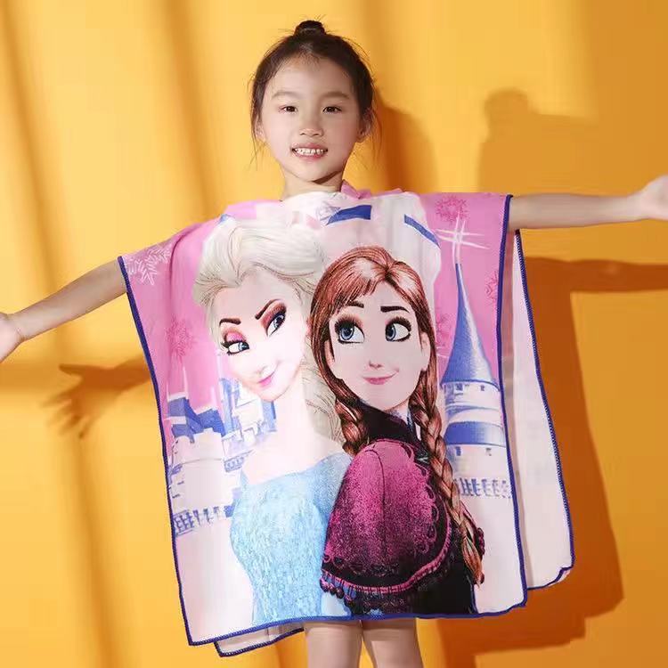 Kid Baby Cartoon Mermaid Hooded Bath Towels Cloak Quick Dry Absorbent Pajamas