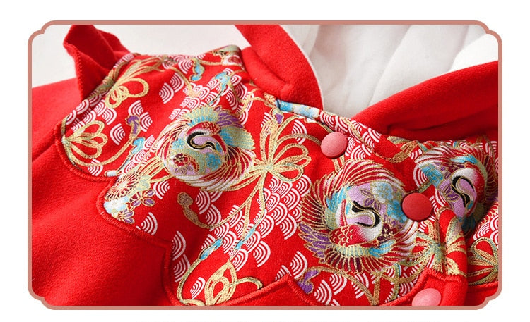 Baby Girl Hooded Romper Fleece Newborn Winter Sleepwear Romper Jumpsuit