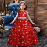 Kid Girls Printed Sleeveless Birthday Party Long Princess Flower Wedding Dresses