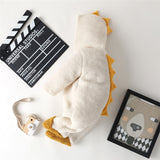 Baby Girls Cartoon Romper Dinosaur Jumpsuit Thickening Warm Coral Fleece Robe