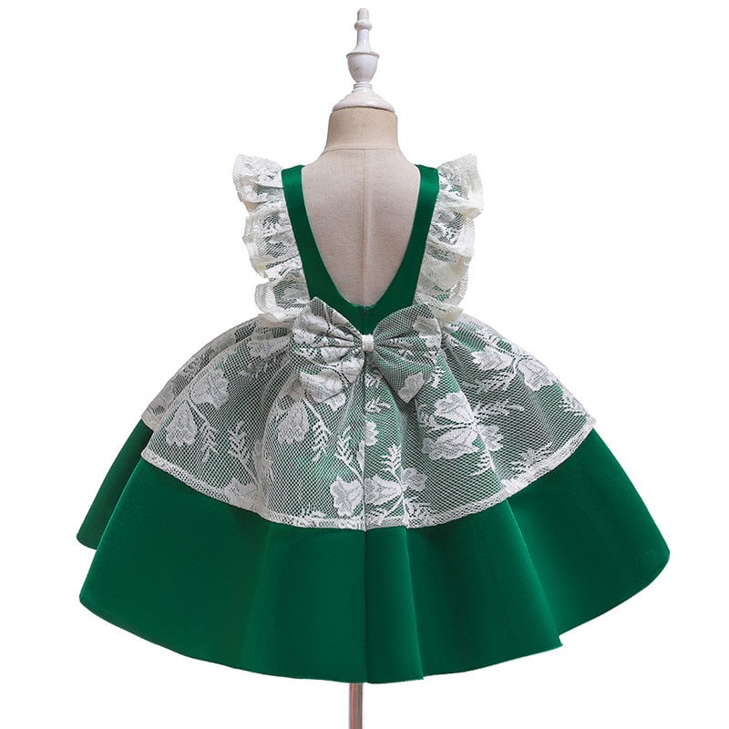 Baby Girl Flower Backless Baptism  Birthday Party Wedding Dresses 0-5T - honeylives