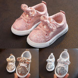 Kid Baby Girls Casual Sneaker Bow Sequin Anti Slip Shoes