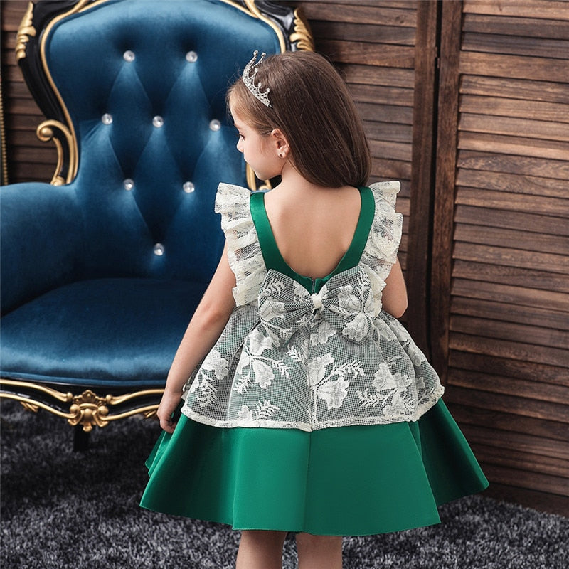 Baby Girl Flower Backless Baptism  Birthday Party Wedding Dresses 0-5T - honeylives