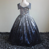Kid Girls Prom Elegant Sequins Ball Gowns Evening Party Formal Dresses
