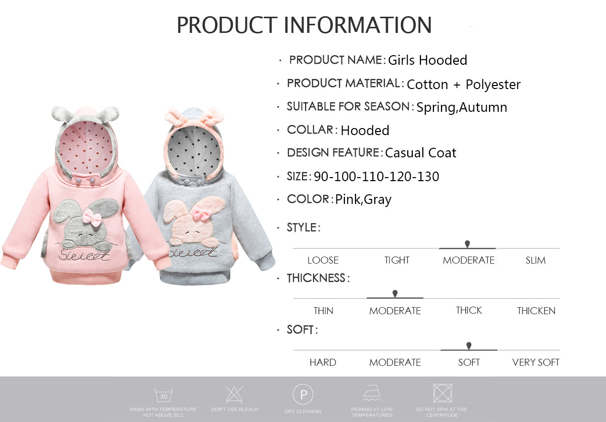 Girls Sweatshirt Cartoon Rabbit Hooded Coats